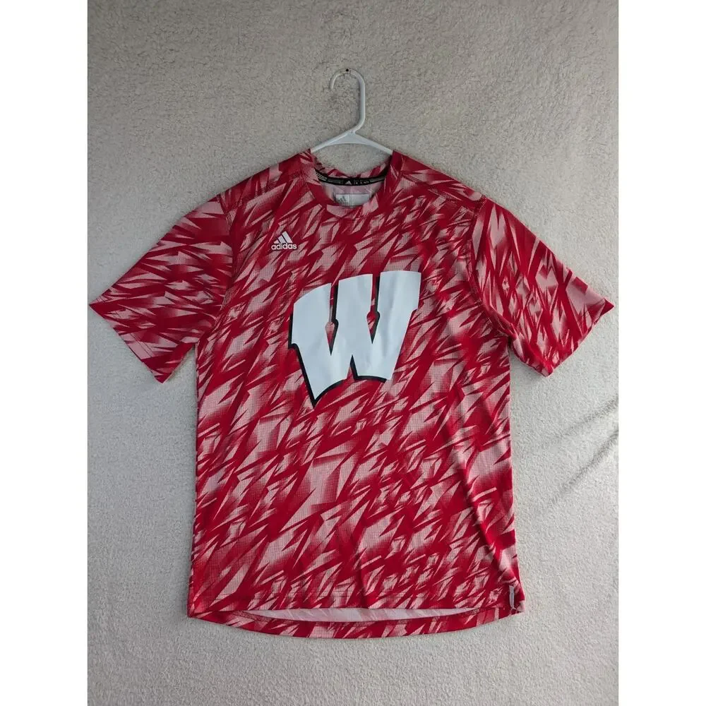 Wisconsin Badgers Adidas Shirt Mens XL Red Climalite Performance Training Soccer